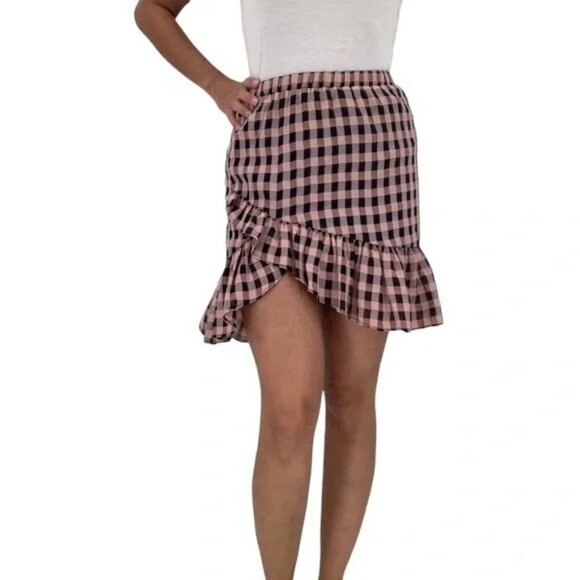 Dress The Population x Cosmopolitan Womens Large Esme Gingham Skirt Pink $89 298 - Picture 1 of 8